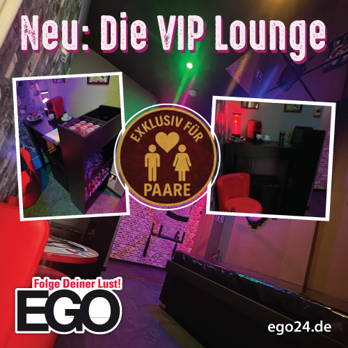 Neue VIP-Lounge-Anzeige, dunkelrot beleuchtet, mit exklusiv für Paare hervorgehobenem Symbol.