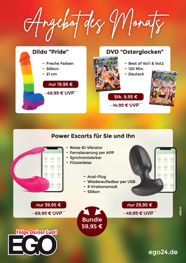 Bunte Silikondildos und schwarze Toys neben bunten DVD Covern mit Männern und Frauen